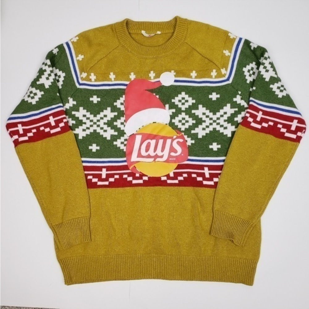 Lay's potato chips holiday ugly Christmas sweater size Large